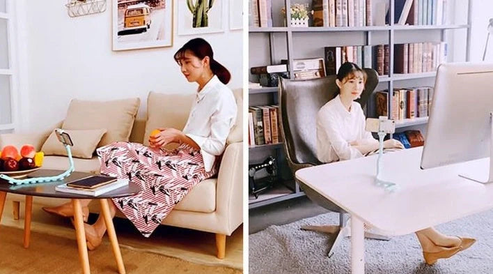 Flexible phone holder with suction cup for desktops and bicycles in black, pink, and clear green