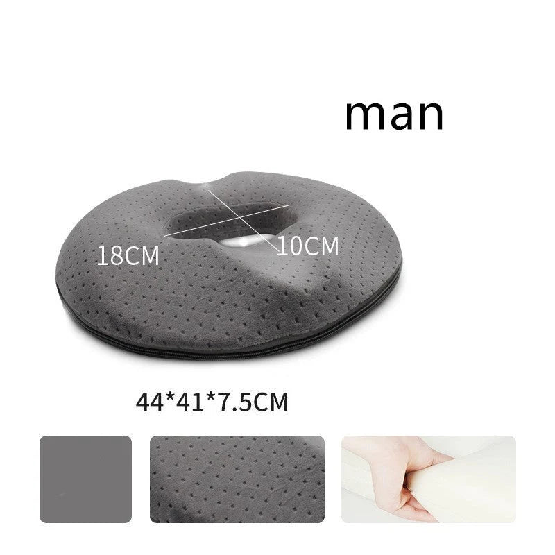 Memory foam seat cushion pillow with gender-specific design for office chairs