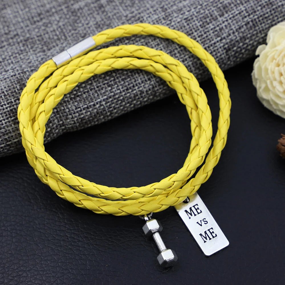 PU Rope Bracelet with 3-lap woven design in blue
