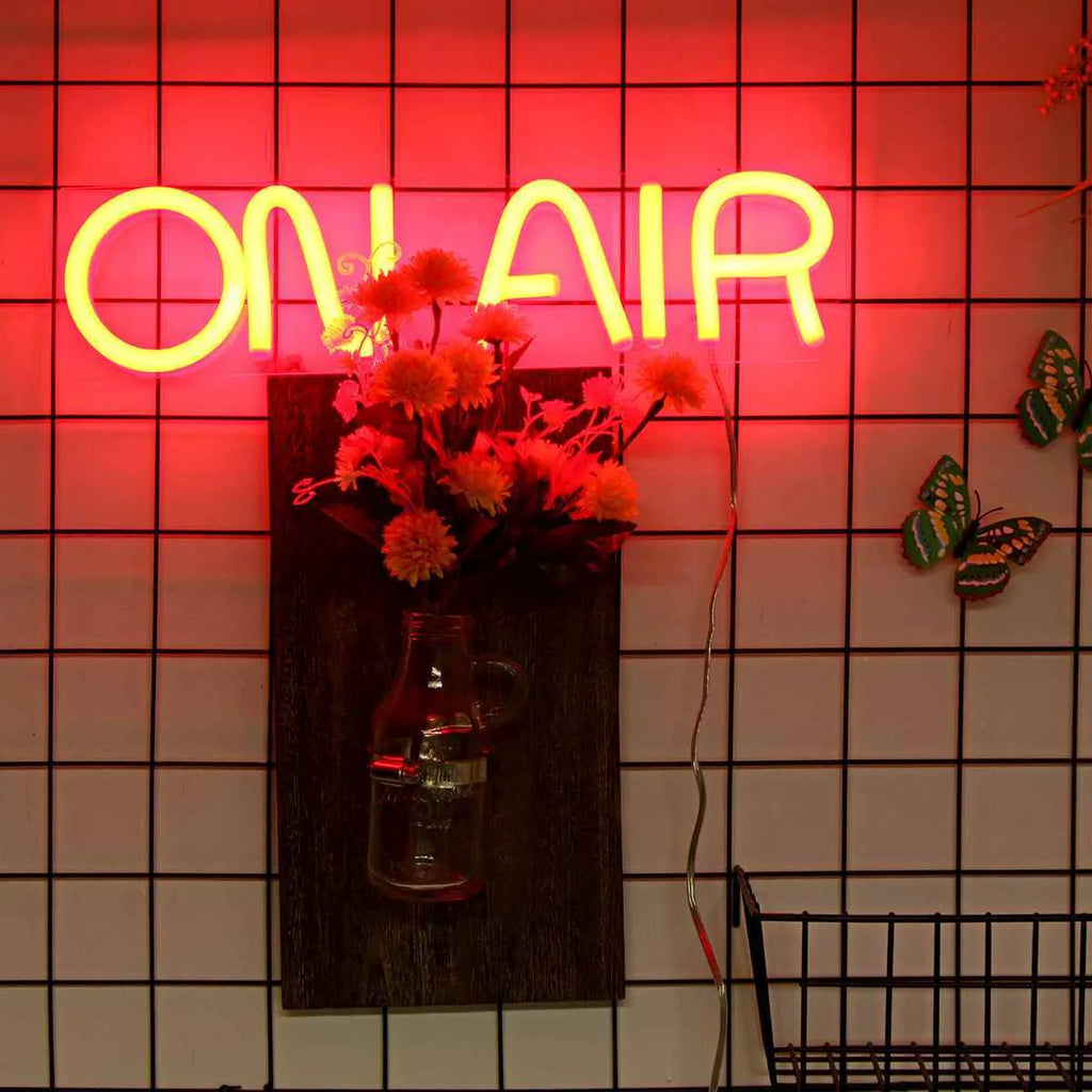 Acrylic handmade light sign with LED neon strip, square shape, 40x10x3cm, for bar interior decor