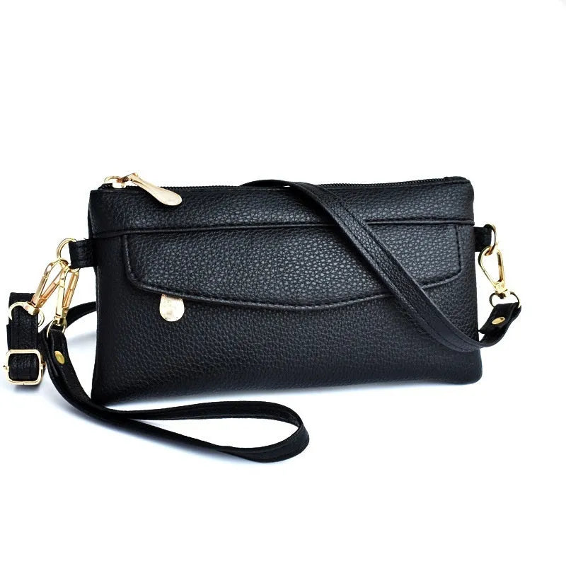 Soft PU crossbody bag in horizontal square shape with internal zipper compartment