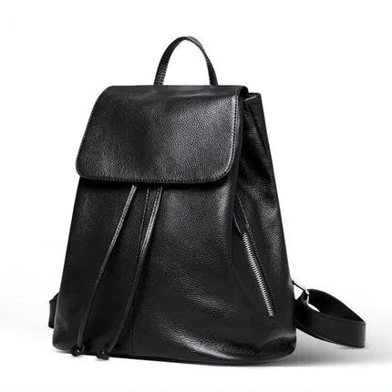 Genuine leather women's backpack in street trend design with multiple compartments