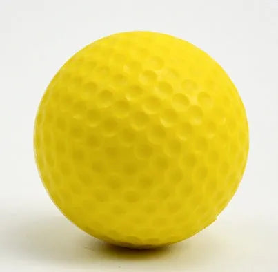 10 yellow PU foam soft golf balls for indoor practice, 41mm diameter, low impact and safe