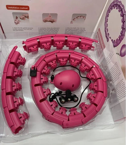 Magic Smart Hoop - Adjustable fitness hoop with massage features in pink, blue, and purple