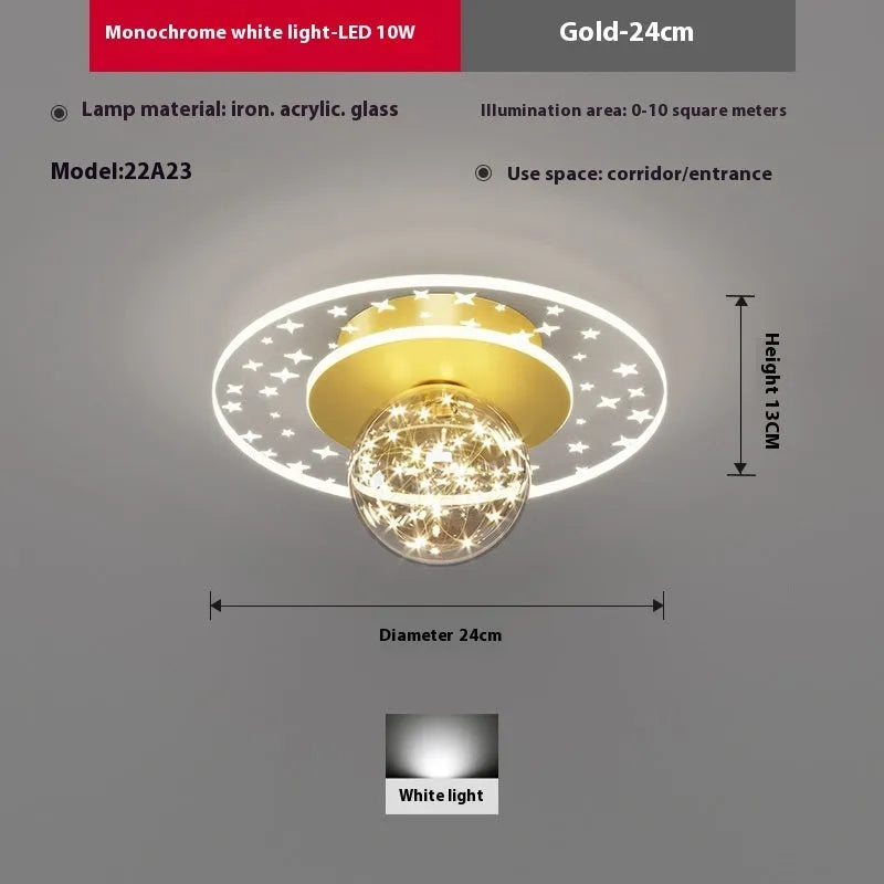 Modern LED ceiling lamp for corridors in gold, black or white finish with adjustable colour temperature