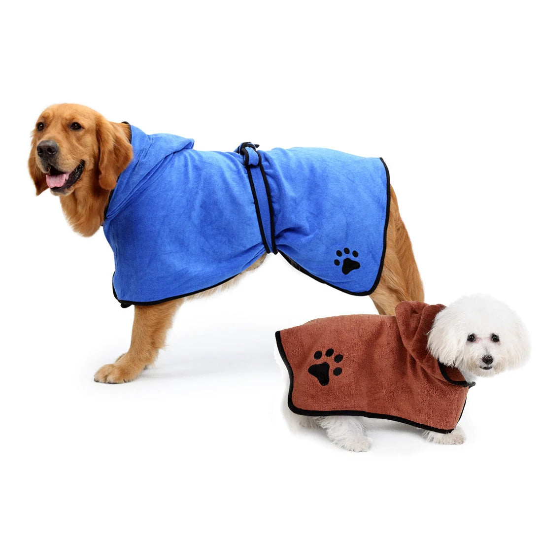 Super absorbent fine fiber bath towel for quick drying pets, available in grey, brown, and blue