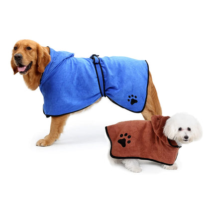 Super absorbent fine fiber bath towel for quick drying pets, available in grey, brown, and blue