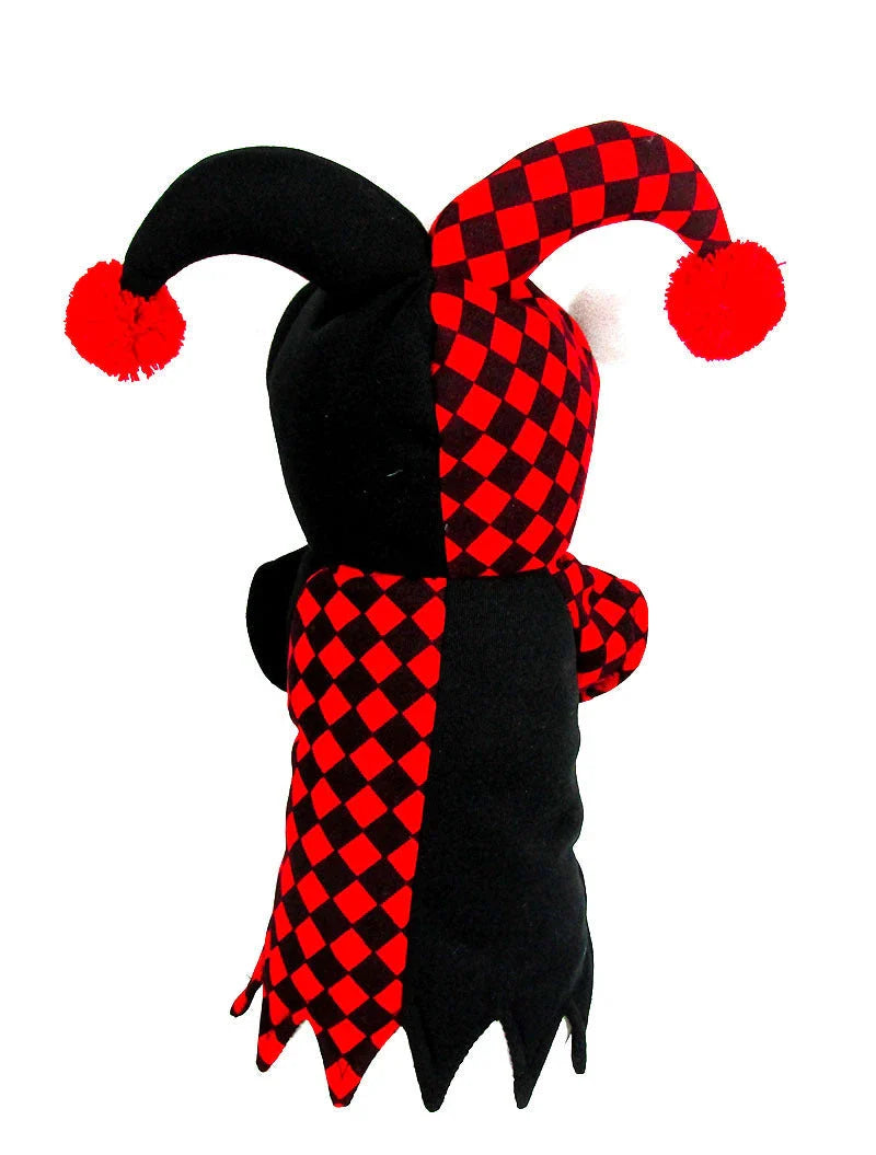 Halloween funny clown costume for dogs and cats, black and red design, includes hat and shirt