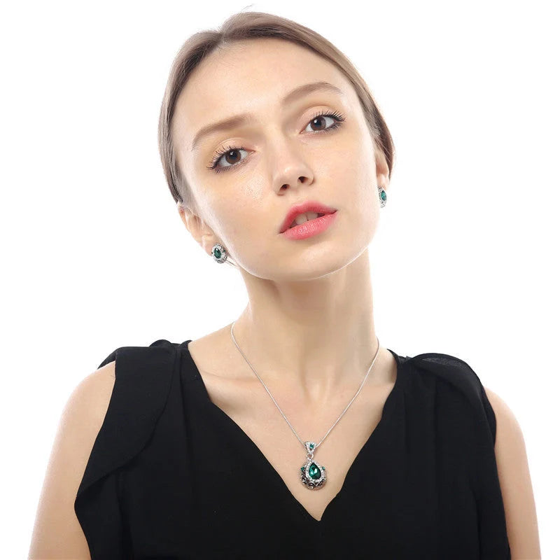 Austria crystal guard water droplet necklace with adjustable snake bone chain and matching earrings