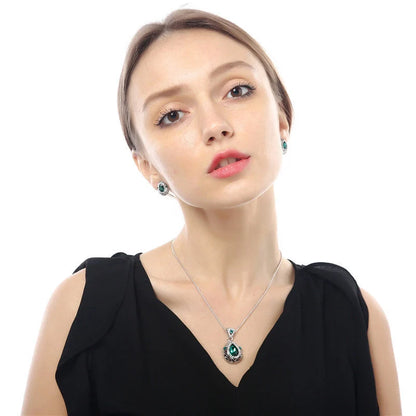 Austria crystal guard water droplet necklace with adjustable snake bone chain and matching earrings