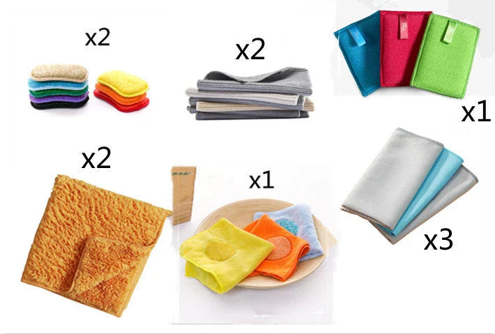 Double-sided microfiber cleaning sponge with high-density inner core for tough kitchen messes