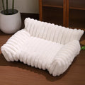 Cat sofa rabbit plush pet thickened large kennel in milky white with soft cloth material