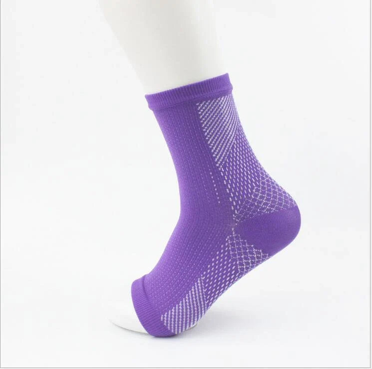 Yoga ankle support sports socks in black, red, and purple for sprain protection and pressure elasticity