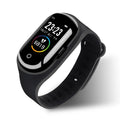 Blue smart bracelet earphone combo wearable with a 1-inch screen on a silicone wristband.