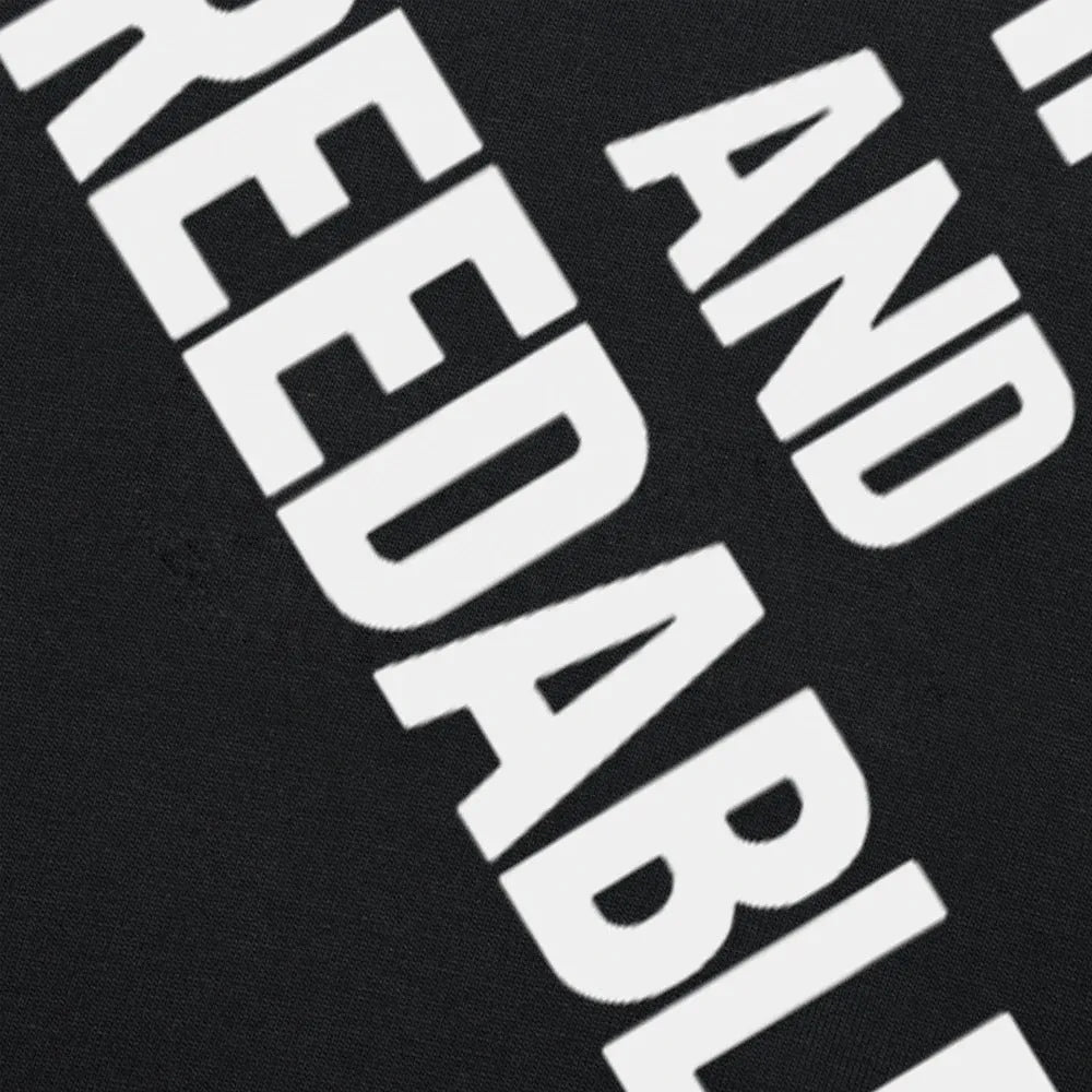 A man's loose-fit, short-sleeve cotton T-shirt with a humorous print, shown in multiple colour options.