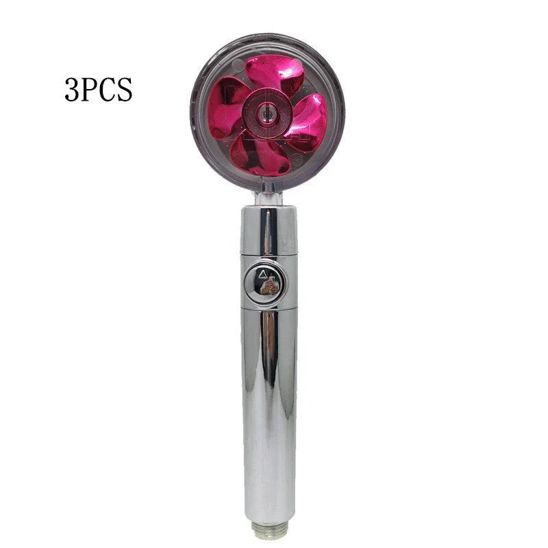 High-pressure handheld shower nozzle with cotton filter and stop button in various colours