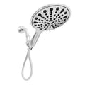 6-inch six-function handheld shower head with electroplated finish showing spray modes
