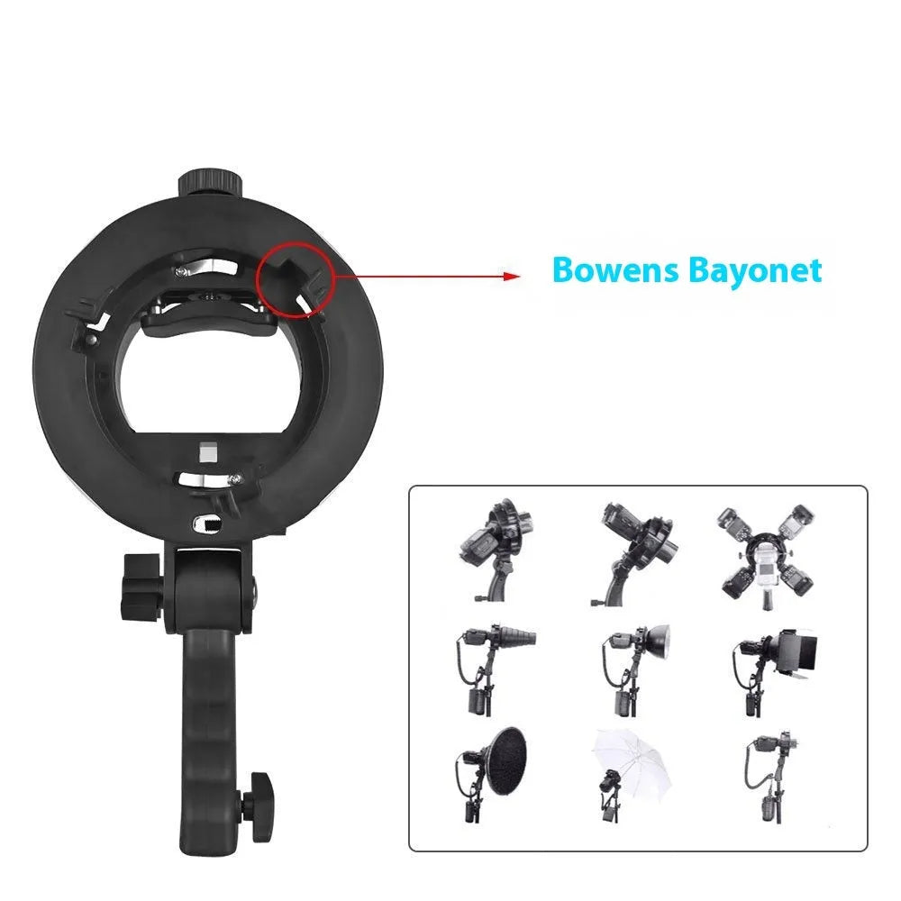 S-type chuck bracket for flashlight mounting made from ABS plastic, 250mm length, handheld photography accessory