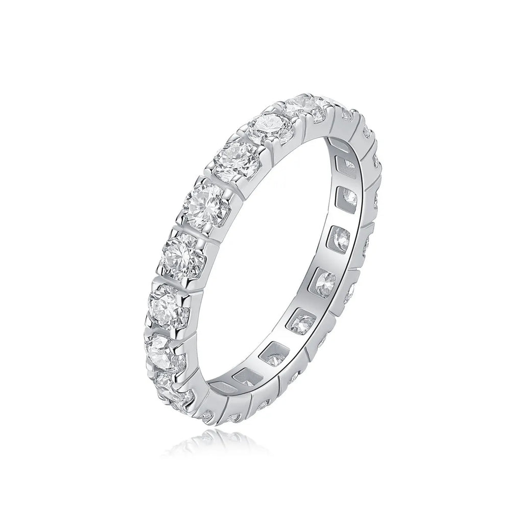 Van Gogh Starry Sky wedding ring set with 0.1-carat moissanite in S925 silver platinum plated, gift box