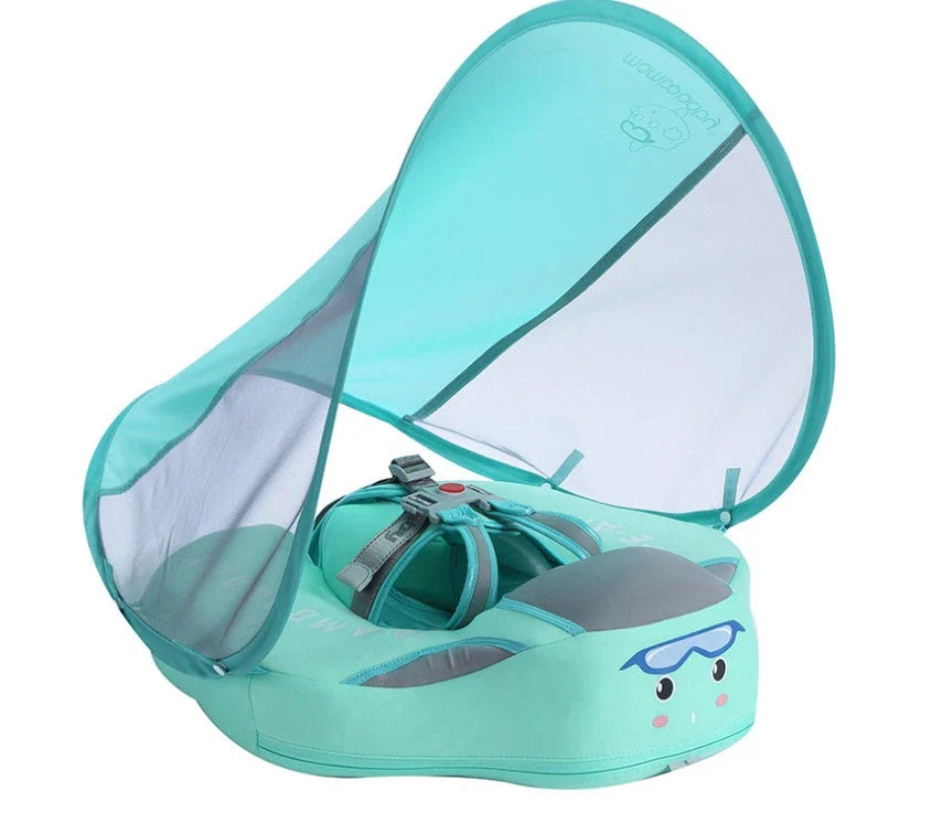 Children's inflatable lying ring with anti-turning design for safe swimming