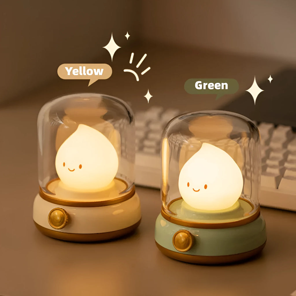 Retro oil lamp design LED night light with USB charging port and dimmer knob