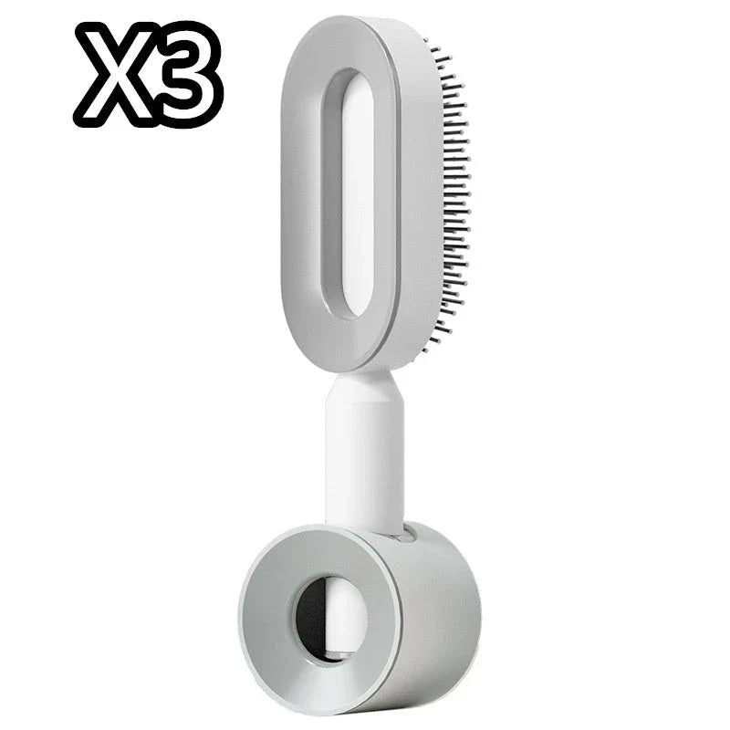 3D Air Cushion Hair Brush in elegant white, showcasing wide comb teeth and ergonomic handle