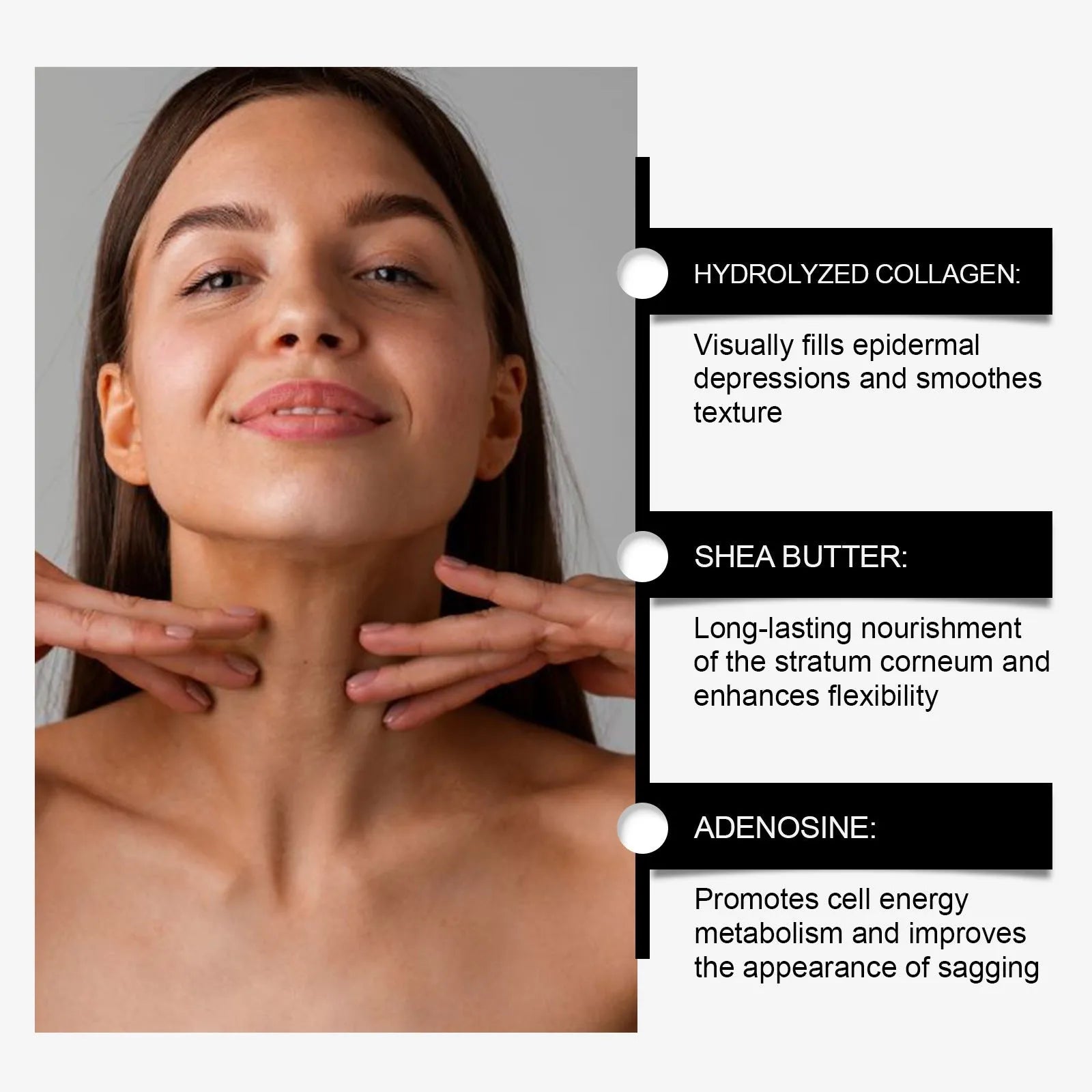 50g jar of tightening neck cream with hydrolyzed collagen and sodium hyaluronate