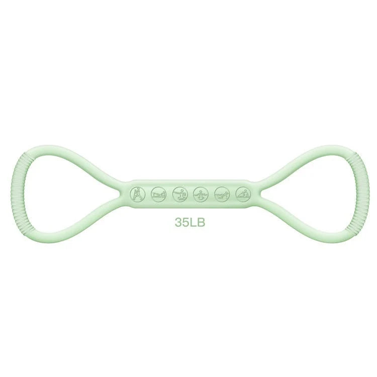 Women's silicone resistance bands in pink, blue, green, and multicolor for strength training