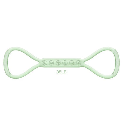 Women's silicone resistance bands in pink, blue, green, and multicolor for strength training