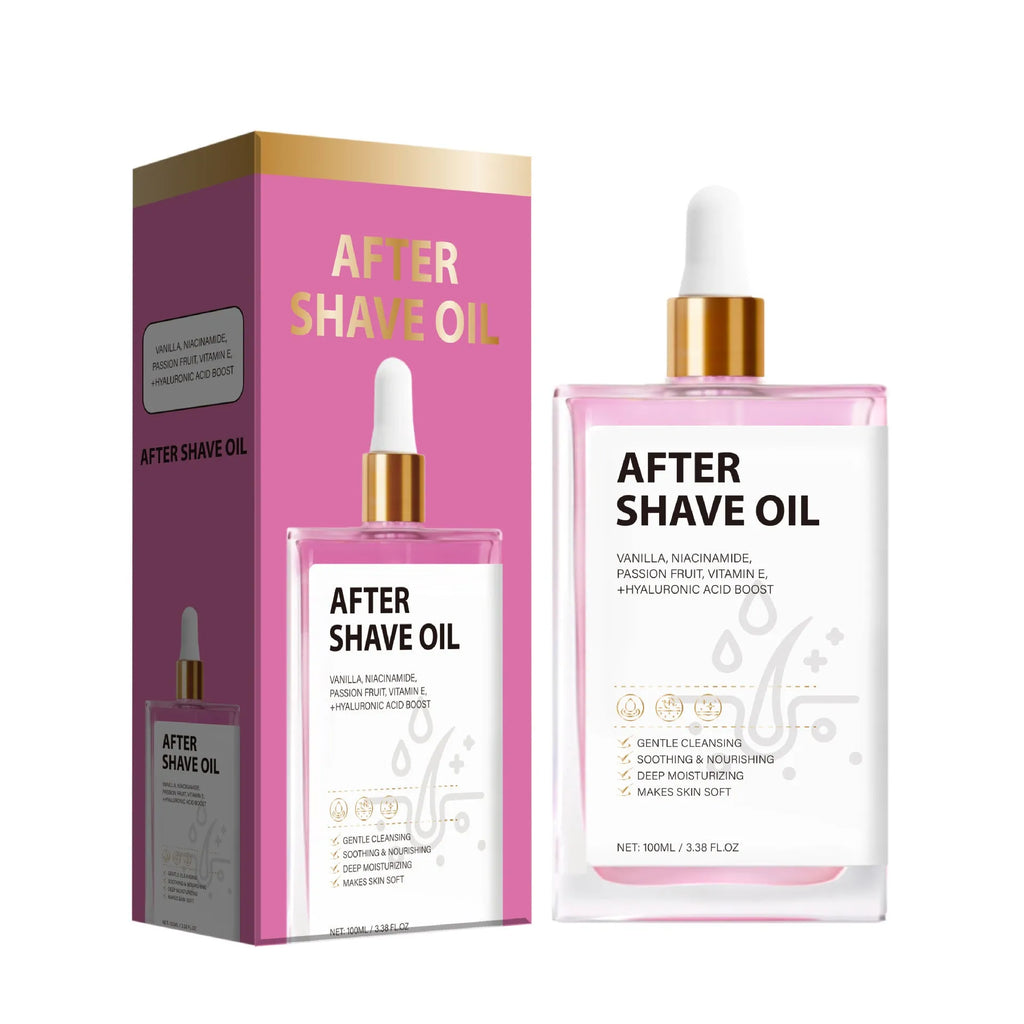 100ml glass bottle of men's aftershave oil with FP-A021 product code for post-shave moisturising