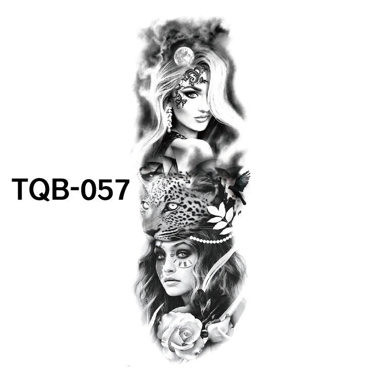 Waterproof full arm tattoo sticker with vibrant designs for temporary body art