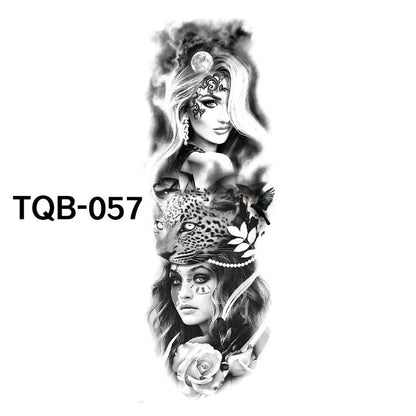 Waterproof full arm tattoo sticker with vibrant designs for temporary body art