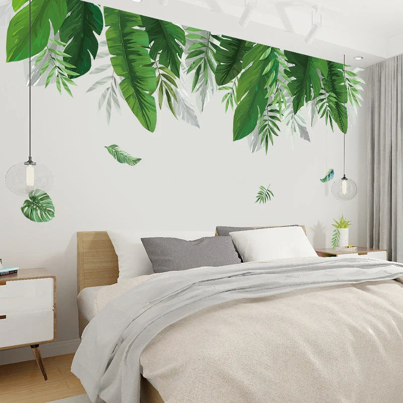Nordic Green Plants Wall Sticker for bedroom decoration, waterproof and easy to apply
