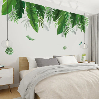 Nordic Green Plants Wall Sticker for bedroom decoration, waterproof and easy to apply