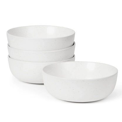 Set of 4 ceramic kitchen bowls, 27oz each, in grey and white, microwave and oven safe