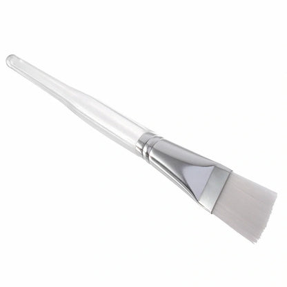 Transparent makeup brush with 16.8cm handle and soft nylon wool brush head for cosmetic application
