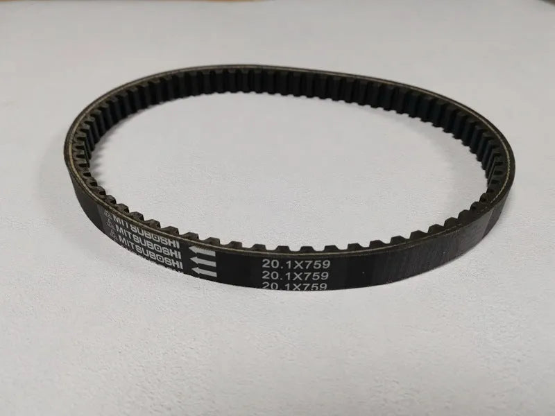 Black motorcycle drive belt with 20.1-759 specification for Guangyang Jili GP110 and Fengli VP110 models