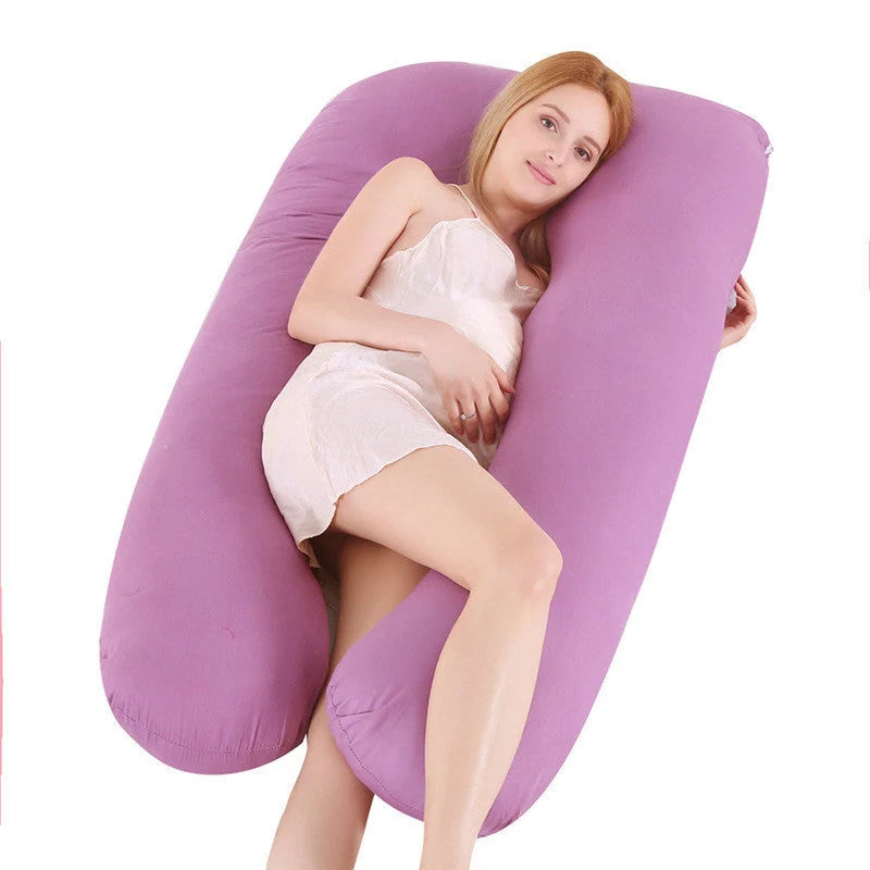 U-shape pregnancy pillow with removable pure cotton cover for support and comfort