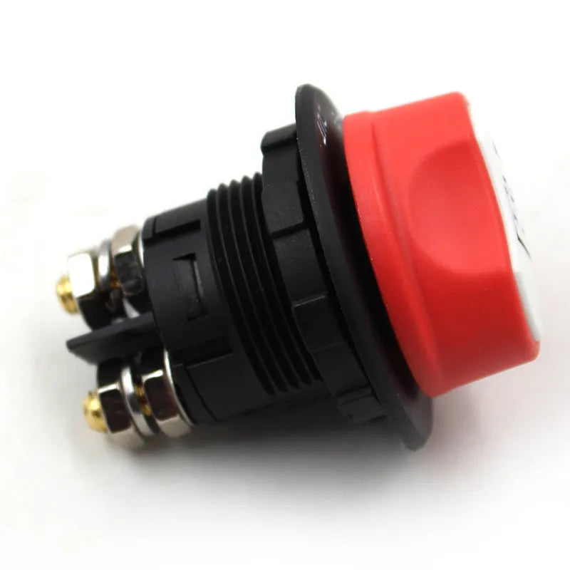 Car yacht RV battery switch with detachable red knob, 50A 100A 200A ratings, plastic body