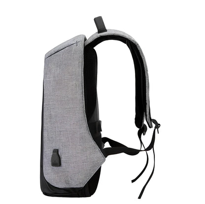 Black anti-theft travel backpack 26x43x11cm with 20-35L capacity, lockable zippers, Oxford fabric for business use