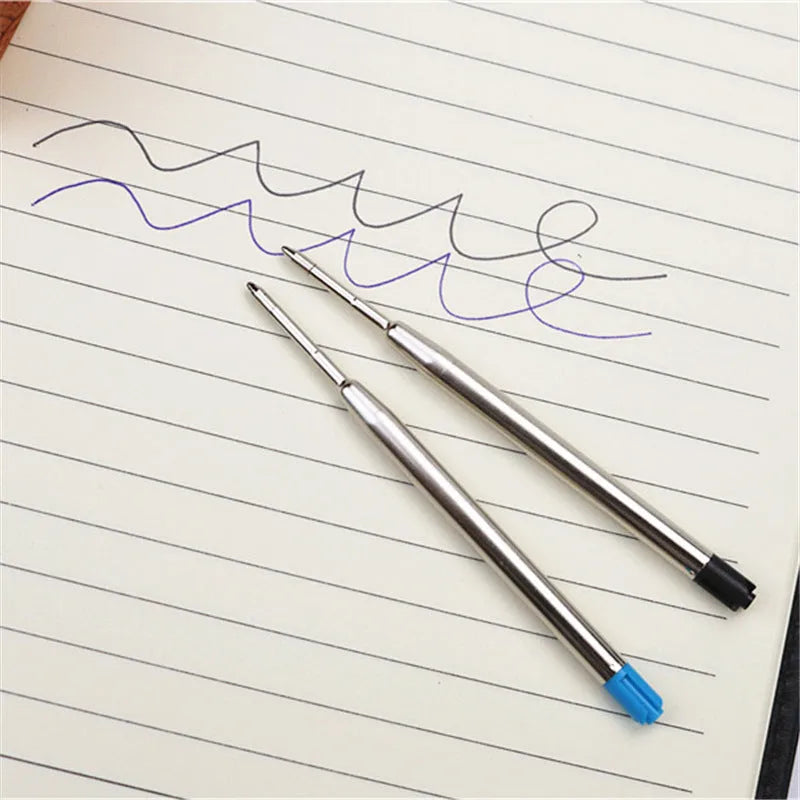 Black full metal pocket ballpoint pen with a 0.7mm refill and two spare refills.