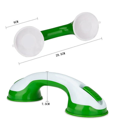 ABS suction cup bathroom handrail in green, blue, and purple for anti-slip safety