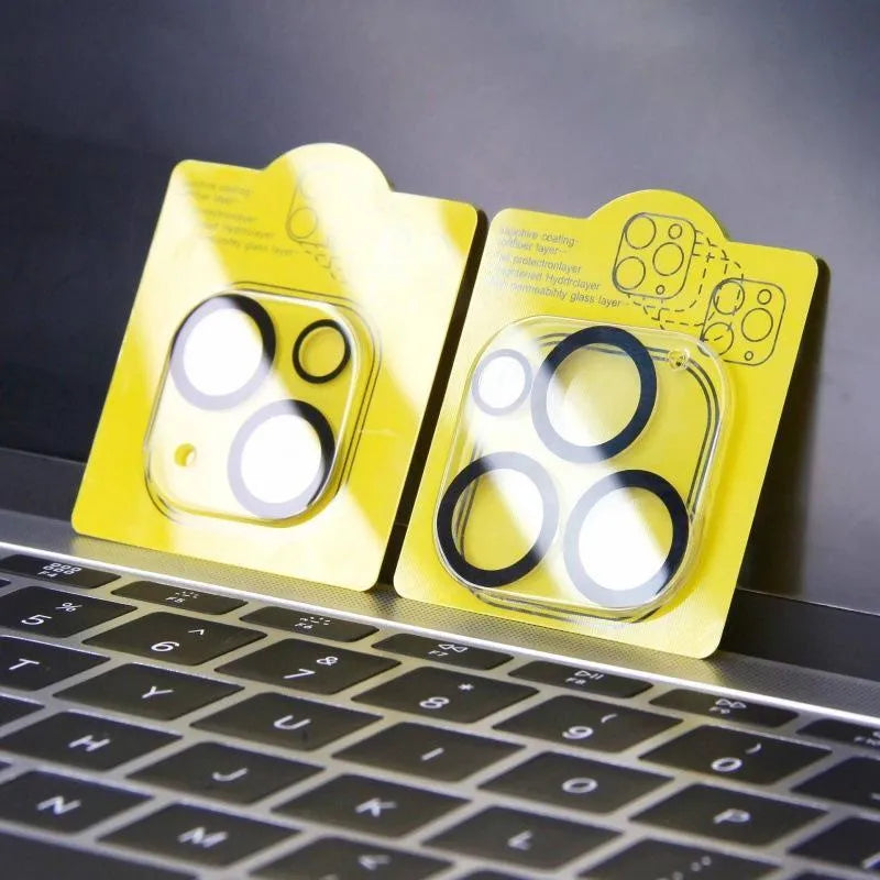 Screen printing 3D radian tempered glass lens protection film for iPhone with black luminous ring