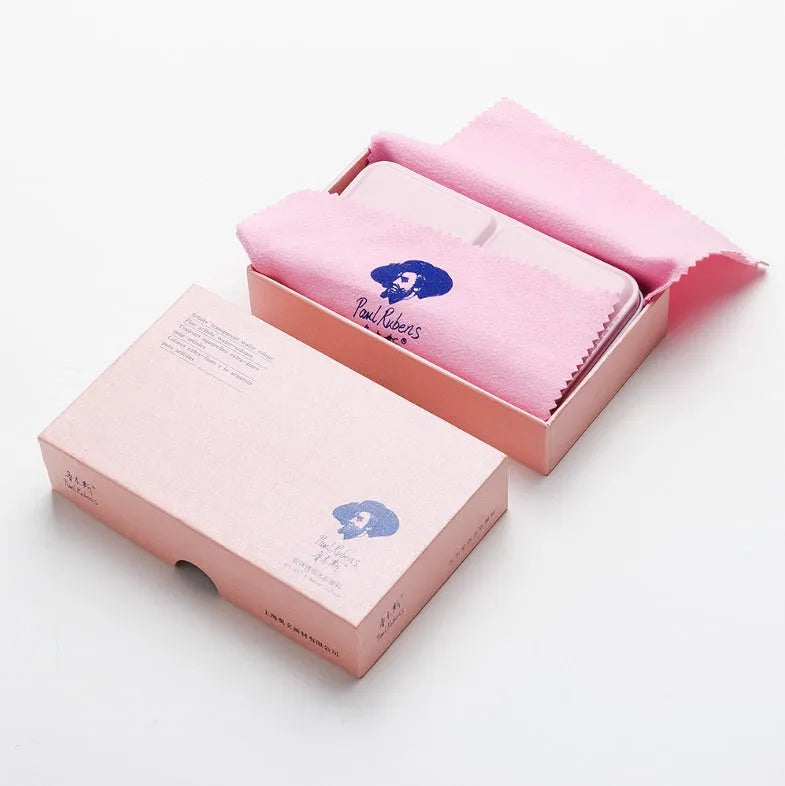 Solid watercolour paint set with pearl finish showing 12 or 24 colour pans.