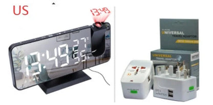 Multifunctional radio projection alarm clock with LED display and USB port
