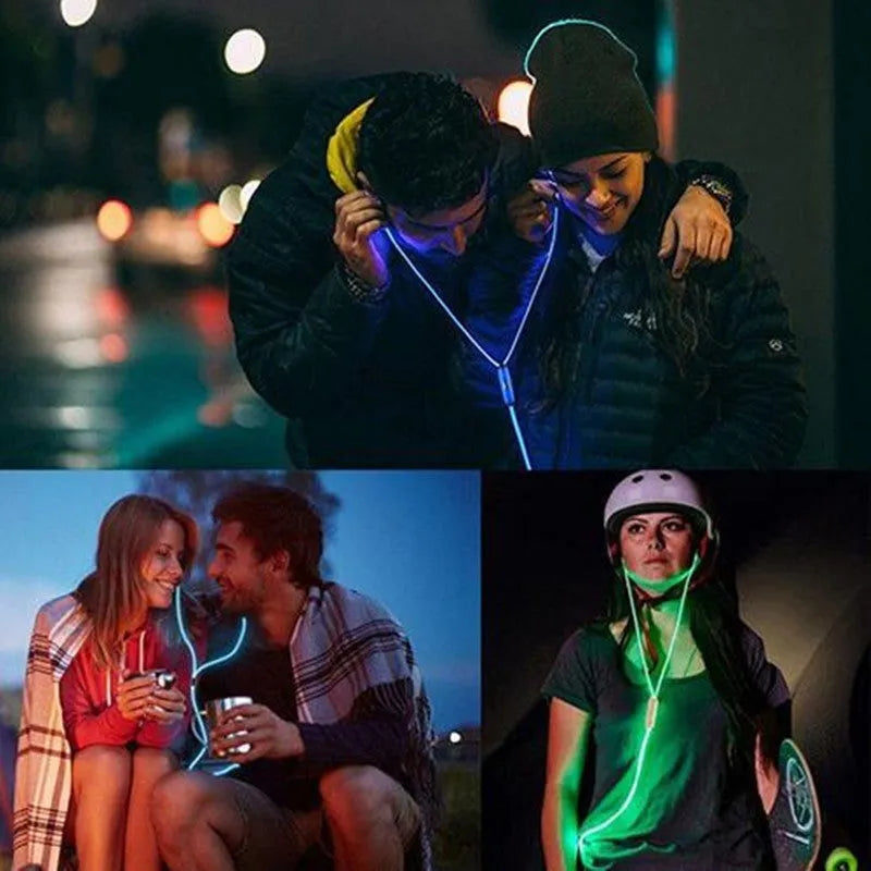 Blue Magic Light LED earphones with illuminated shells and a 3.5mm plug, showing the inline remote control.