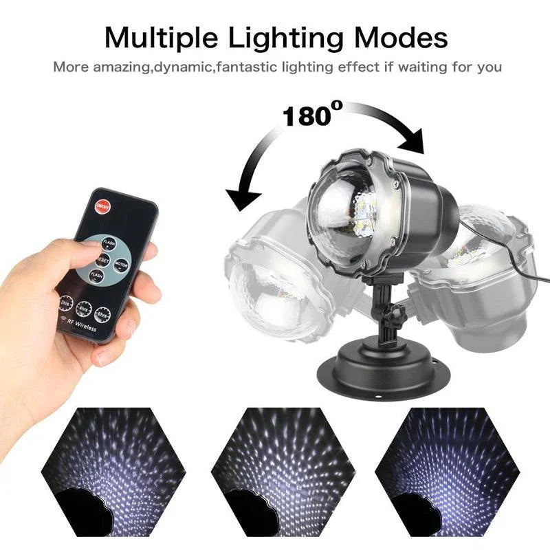 LED Christmas Light Projector with snowflake projections for holiday decorations