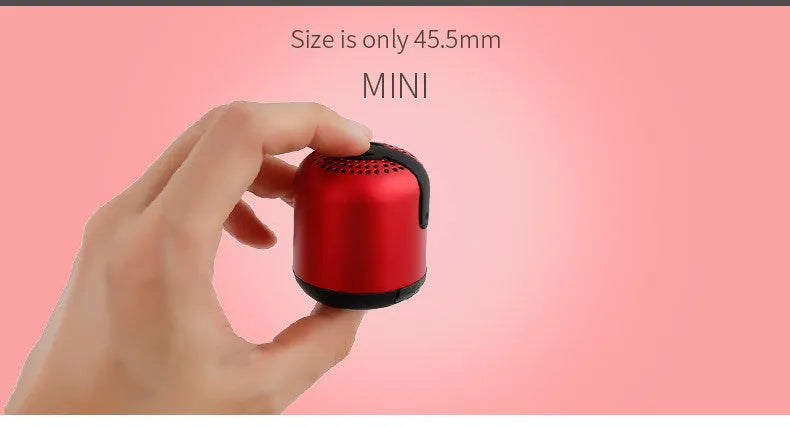 Hieha XQ11 cylindrical metal Bluetooth speaker in black, gold, pink, red, or silver colour.