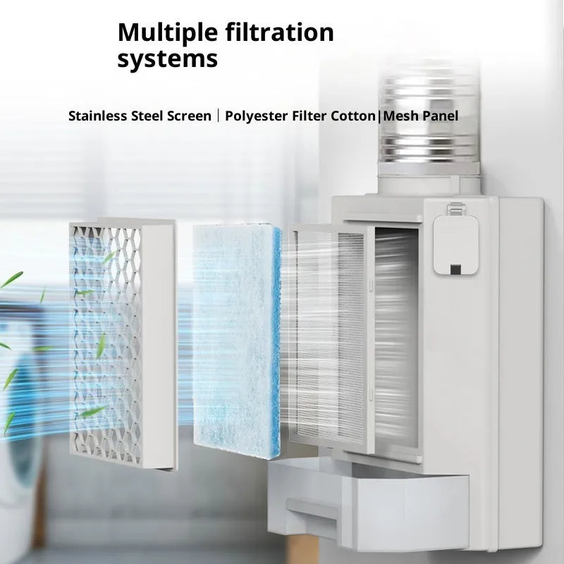 Clothes dryer fluff filter with thickened ABS housing, 9.6cm connection caliber, and four filter cotton refills, measuring 24x11.5x35.5cm