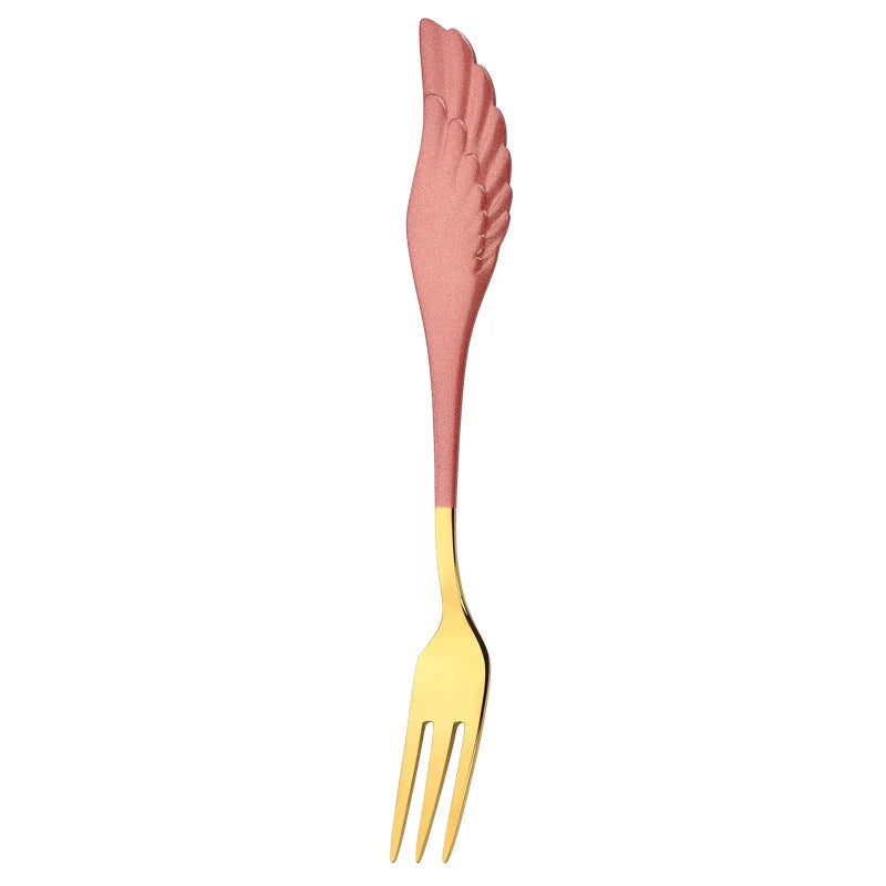 304 stainless steel Angel Wing spoon and fork set in various colours